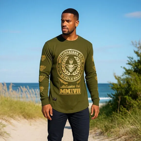 Switch Remarkable Men L Billionaire Club Hustle Hard Waffle Knit Shirt Preppy - Picture 1 of 9